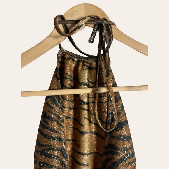Hansen & Gretel Y2K Zebra Animal Print Striped Halter Top Size XXS - Picture 5 of 10